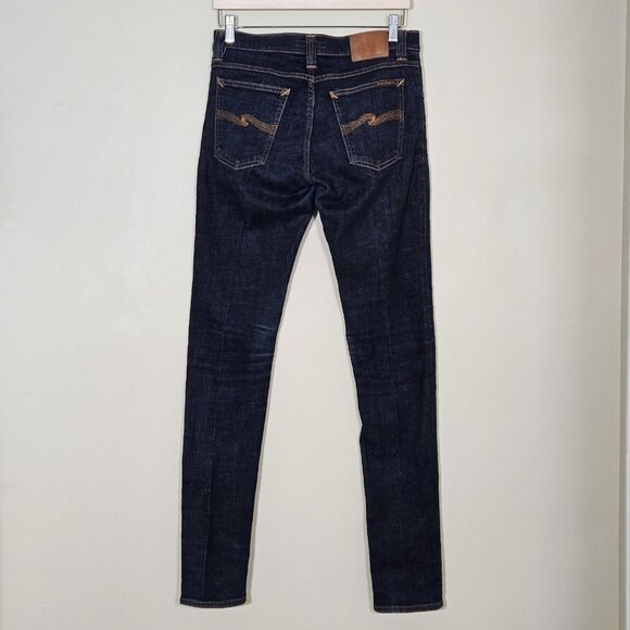 Nudie Jeans Mens 29x34 Blue Dark Straigh Leg Stretch Italy Organic Cotton Preppy - Picture 2 of 16